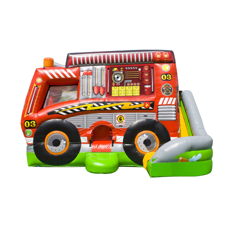 Maison gonflable extérieure de rebond de voiture de pompiers pour des enfants